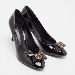 Louis Vuitton Black Patent Leather Bow Pumps Size 36