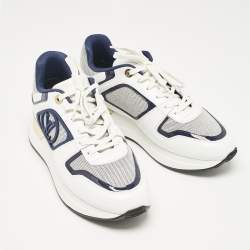 Louis Vuitton White/Navy Blue Leather and Canvas Neo Run Away Sneakers Size 39