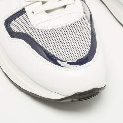 Louis Vuitton White/Navy Blue Leather and Canvas Neo Run Away Sneakers Size 39