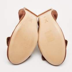 Louis Vuitton Brown Suede Leather Bow Knot Scrunch Ballet Flats Size 39