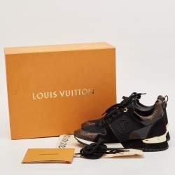 Louis Vuitton Black/Brown Mesh and Monogram Canvas Run Away Sneakers Size 40