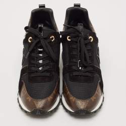 Louis Vuitton Black/Brown Mesh and Monogram Canvas Run Away Sneakers Size 40