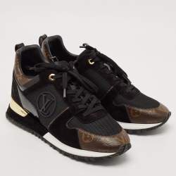 Louis Vuitton Black/Brown Mesh and Monogram Canvas Run Away Sneakers Size 40