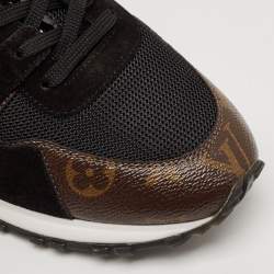 Louis Vuitton Black/Brown Mesh and Monogram Canvas Run Away Sneakers Size 40
