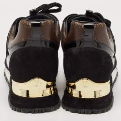 Louis Vuitton Black/Brown Mesh and Monogram Canvas Run Away Sneakers Size 40