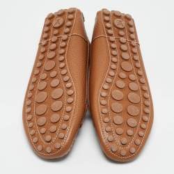 Pre Owned Louis Vuitton Brown Leather Lock It Slip On Loafers Size 40