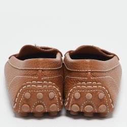 Pre Owned Louis Vuitton Brown Leather Lock It Slip On Loafers Size 40