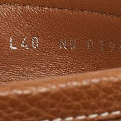 Pre Owned Louis Vuitton Brown Leather Lock It Slip On Loafers Size 40