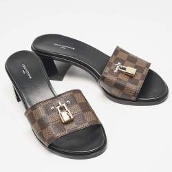 Louis Vuitton Damier Ebene Canvas Lock It Slide Sandals Size 38.5
