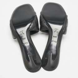 Louis Vuitton Black Monogram Embossed Leather Revival Slide Sandals Size 38.5