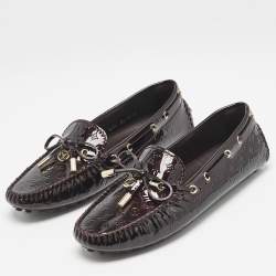 Louis Vuitton Burgundy Monogram Vernis Gloria Loafers Size 38