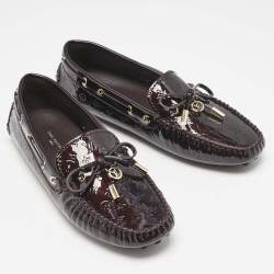 Louis Vuitton Burgundy Monogram Vernis Gloria Loafers Size 38