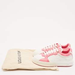 Louis Vuitton White/Pink Leather Time Out Low Top Sneakers Size 38.5