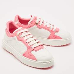 Louis Vuitton White/Pink Leather Time Out Low Top Sneakers Size 38.5