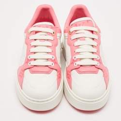 Louis Vuitton White/Pink Leather Time Out Low Top Sneakers Size 38.5