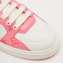Louis Vuitton White/Pink Leather Time Out Low Top Sneakers Size 38.5
