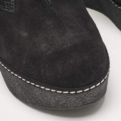 Louis Vuitton Black Monogram Suede Wedge Ankle Boots Size 36