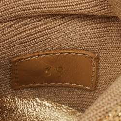 مملوكة مسبقًا Louis Vuitton Gold Knit Fabric and Leather Aftergame Sneakers Size 38