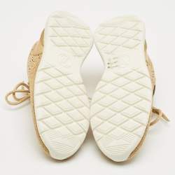 مملوكة مسبقًا Louis Vuitton Gold Knit Fabric and Leather Aftergame Sneakers Size 38