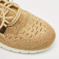 مملوكة مسبقًا Louis Vuitton Gold Knit Fabric and Leather Aftergame Sneakers Size 38