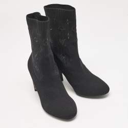 Pre Owned حذاء بوت لوي فيتون قماش تريكو أسود مونوغرامي للكاحل مقاس 40