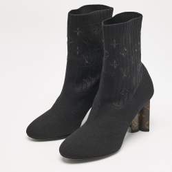 Pre Owned حذاء بوت لوي فيتون قماش تريكو أسود مونوغرامي للكاحل مقاس 40