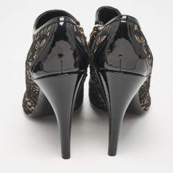 Louis Vuitton Black Lace and Mesh  Monogram Zip Up Booties Size 38.5