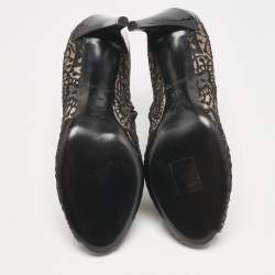 Louis Vuitton Black Lace and Mesh  Monogram Zip Up Booties Size 38.5