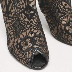 Louis Vuitton Black Lace and Mesh  Monogram Zip Up Booties Size 38.5