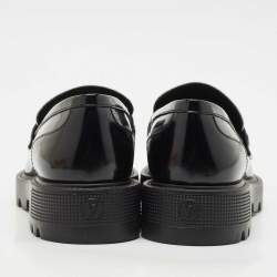 Louis Vuitton Black/White Leather Academy Slip On Loafers Size 38.5
