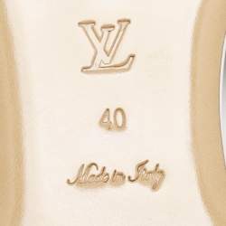 Louis Vuitton White Monogram Embossed Leather Revival Flat Slide Sandals Size 40