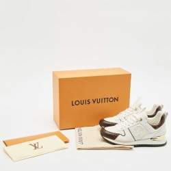 Louis Vuitton White/Brown Monogram Canvas and Leather Run Away Low Top Sneakers Size 36