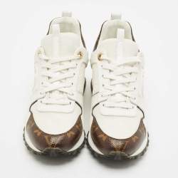 Louis Vuitton White/Brown Monogram Canvas and Leather Run Away Low Top Sneakers Size 36