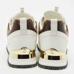 Louis Vuitton White/Brown Monogram Canvas and Leather Run Away Low Top Sneakers Size 36