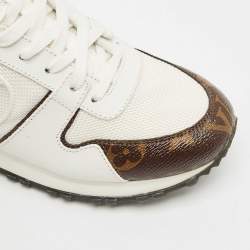 Louis Vuitton White/Brown Monogram Canvas and Leather Run Away Low Top Sneakers Size 36