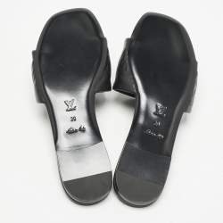 Louis Vuitton Black Monogram Embossed Leather Revival Flat Slide Sandals Size 39