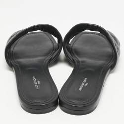 Louis Vuitton Black Monogram Embossed Leather Revival Flat Slide Sandals Size 39