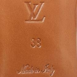 Louis Vuitton Beige Monogram Embossed Leather Revival Flat Slides Size 38