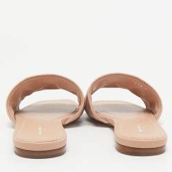 Louis Vuitton Beige Monogram Embossed Leather Revival Flat Slides Size 38