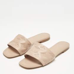 Louis Vuitton Light Pink Monogram Embossed Leather Revival Flat Slides Size 38