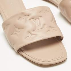 Louis Vuitton Light Pink Monogram Embossed Leather Revival Flat Slides Size 38