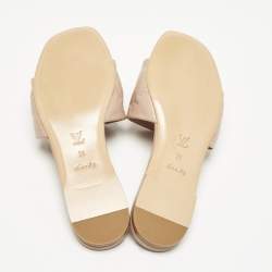 Louis Vuitton Light Pink Monogram Embossed Leather Revival Flat Slides Size 38