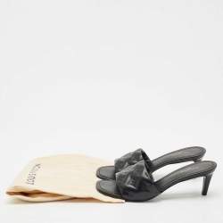 Louis Vuitton Black Monogram Embossed Leather Revival Slide Sandals Size 38.5