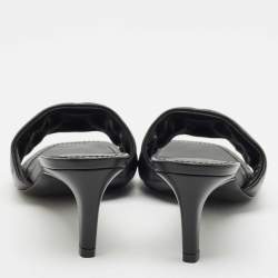Louis Vuitton Black Monogram Embossed Leather Revival Slide Sandals Size 38.5