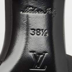 Louis Vuitton Black Monogram Embossed Leather Revival Slide Sandals Size 38.5