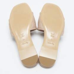 Louis Vuitton Dusty Pink Monogram Embossed Leather Revival Flat Slides Size 38