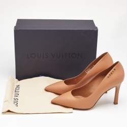 Pre Owned حذاء كعب عالي لوي فيتون توقيع جلد خوخي مقاس 37