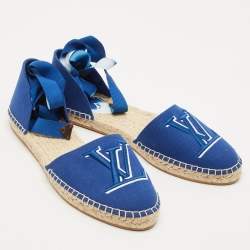 Louis Vuitton Blue Canvas Escale Starboard Espadrille Flats Size 39