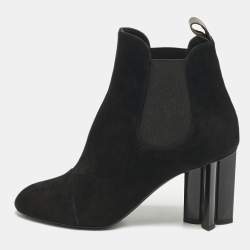 Louis Vuitton Black Suede Uniform Ankle Boots Size 38.5