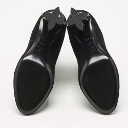 Pre Owned Louis Vuitton Black Suede Uniform Ankle Boots Size 38.5